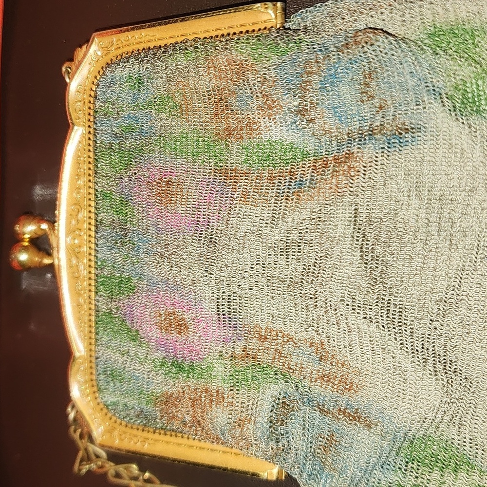 Whiting & Davis Dresden Mesh Evening Bag w/ Floral Motif Vintage - Picture 11 of 15